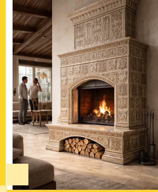 Купить изразцовый камин в Копейске от 256575 р. | ЭриданКпс