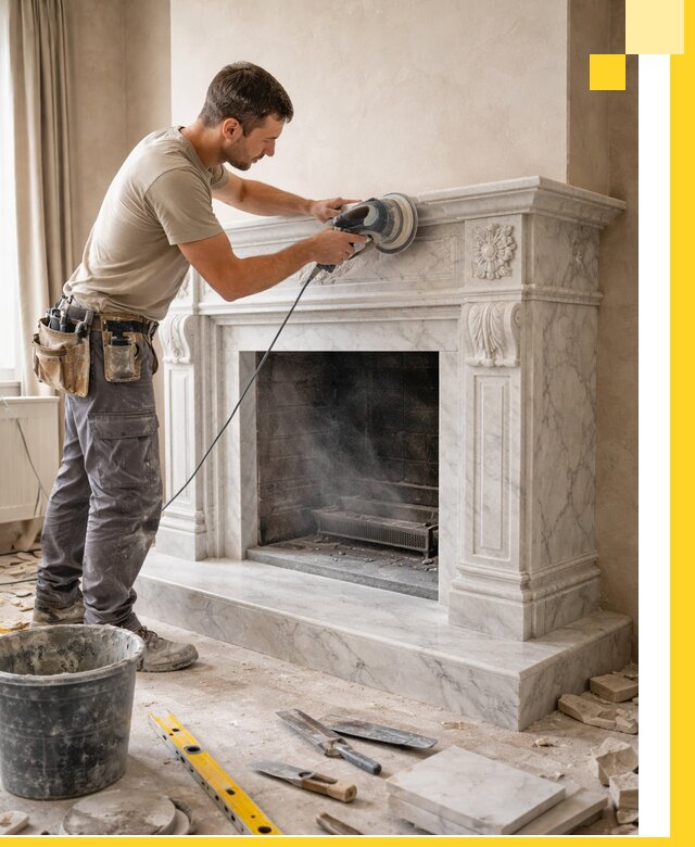 Изготовление и установка мраморных каминов в Копейске под ключ