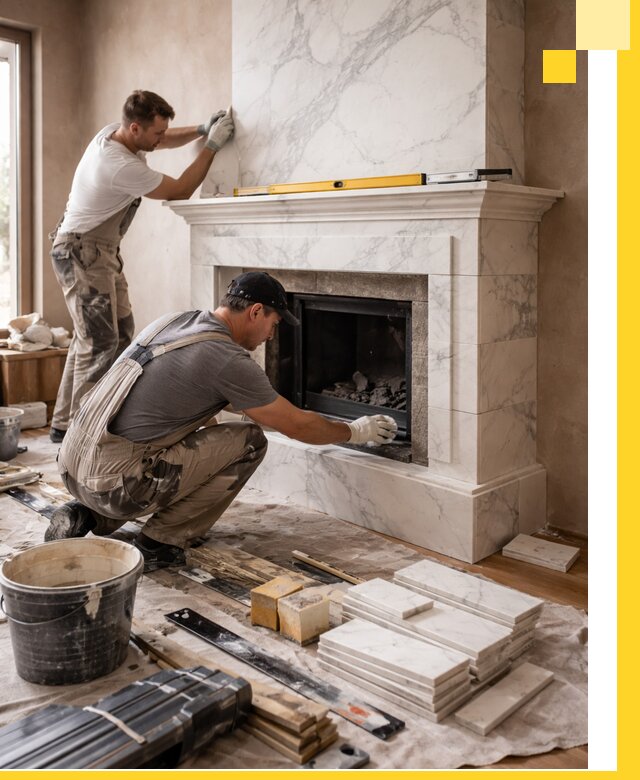 Отделка каминов в Копейске качественные облицовочные работы