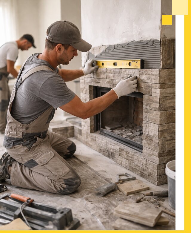 Облицовка каминов в Копейске, монтаж и отделка натуральным камнем