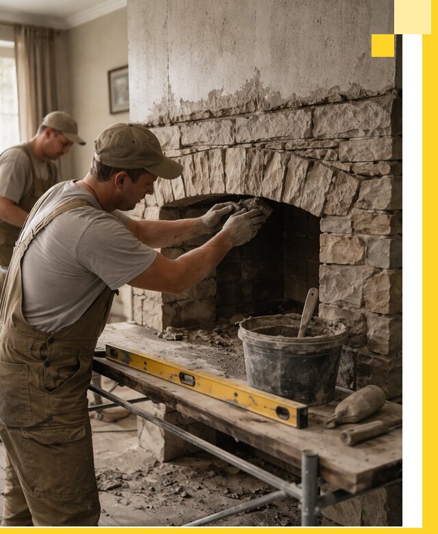 Изготовление каминов под ключ в Копейске, монтаж и отделка