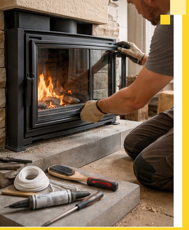 Производство, монтаж и доставка каминов со стеклом в Копейске