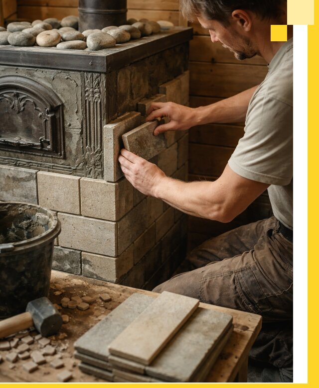 Облицовка банных печей в Копейске профессиональная отделка