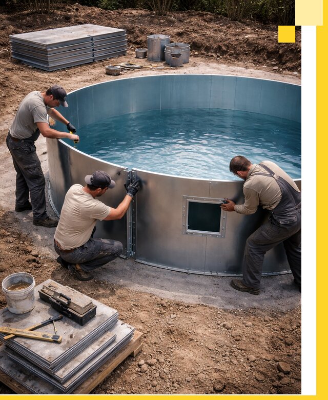 Круглые бассейны под ключ в Копейске проектирование и монтаж