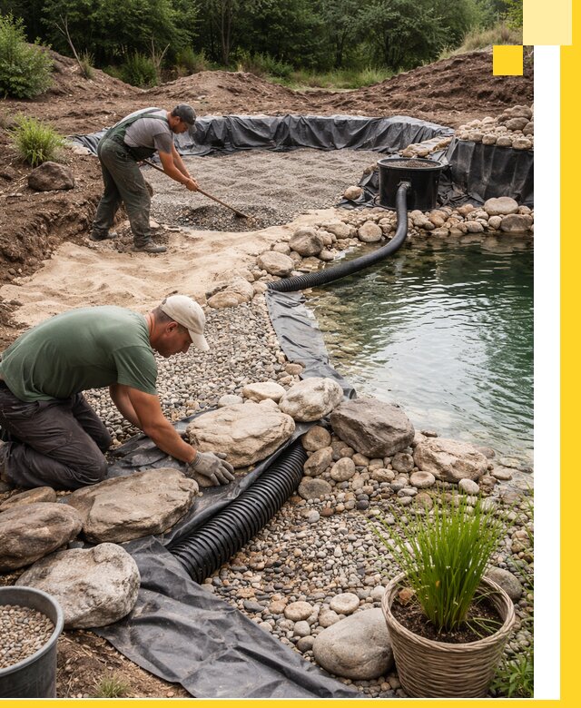 Строительство природных бассейнов и озер в Копейске под ключ