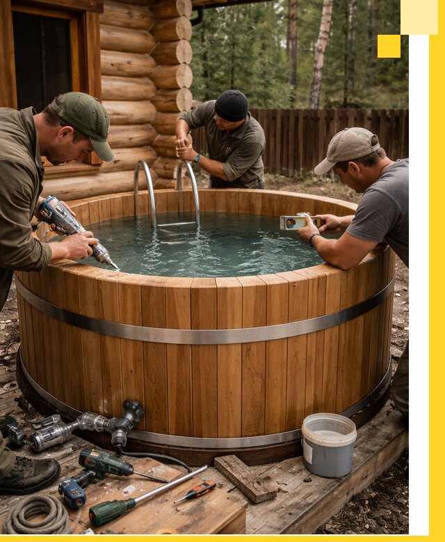 Строительство бань с купелью под ключ и отделкой в Копейске