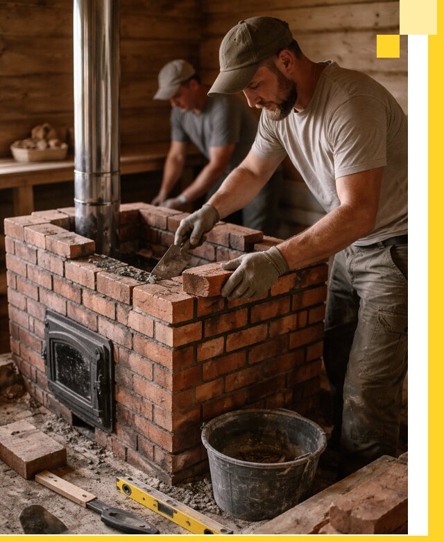 Кирпичные печи для бани под ключ в Копейске, проект и монтаж