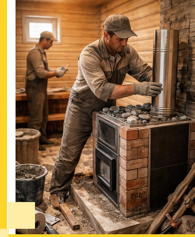 Монтаж печи в бане под ключ в Копейске от 20526 р. | ЭриданКпс