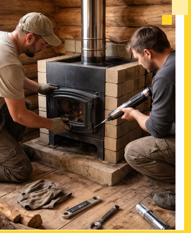 Монтаж и установка печи в бане под ключ с гарантией в Копейске