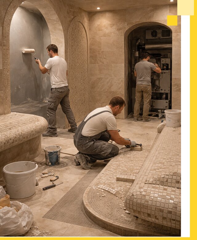 Строительство бани с хамамом и бассейном под ключ в Копейске