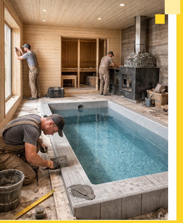 Проект бани с бассейном и сауной в Копейске под ключ