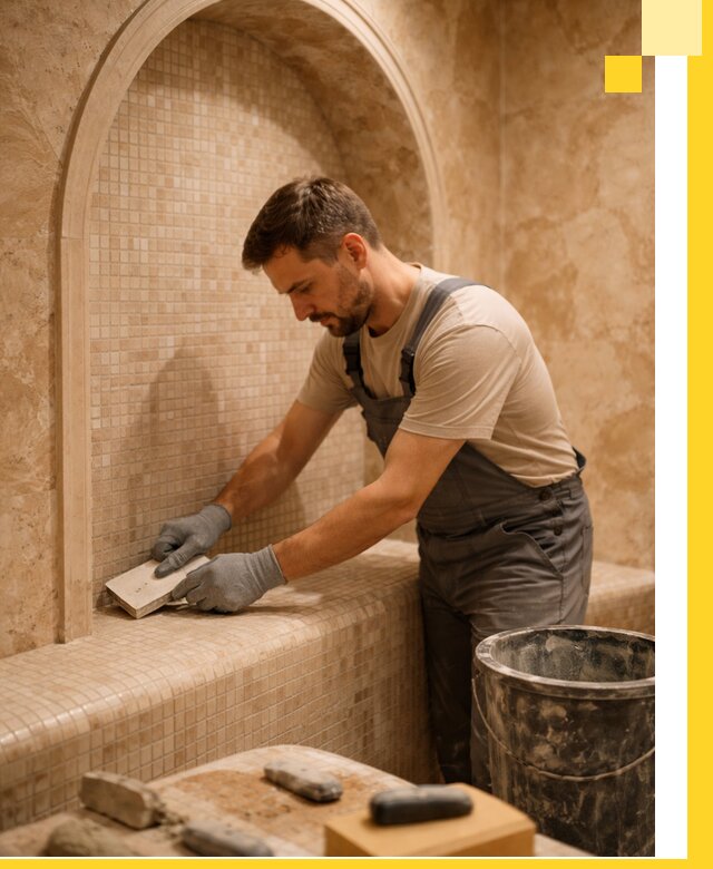 Профессиональная отделка хамамов с мозаикой под ключ в Копейске