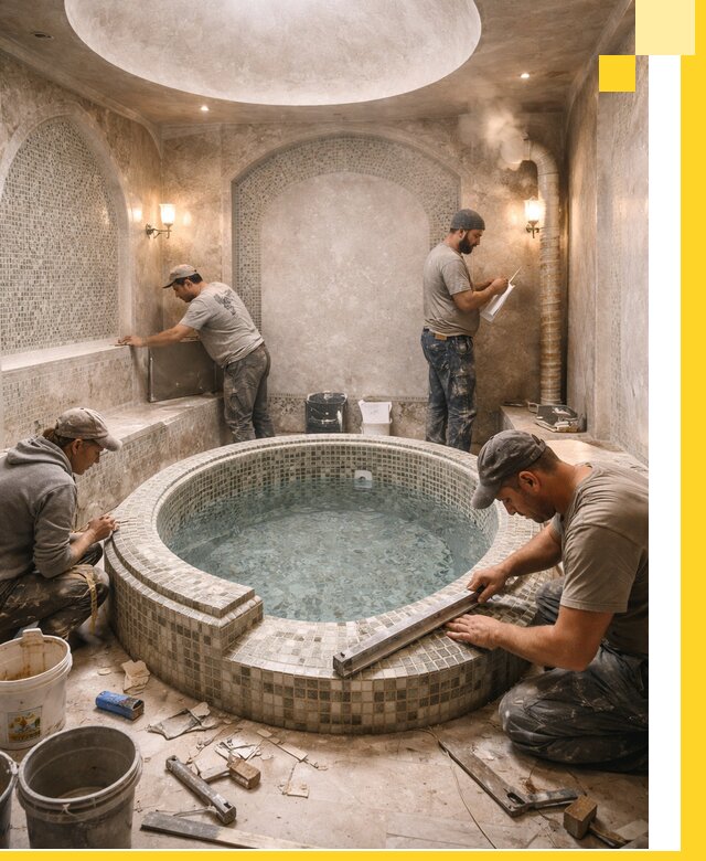 Профессиональное строительство хамама с бассейном в Копейске под ключ