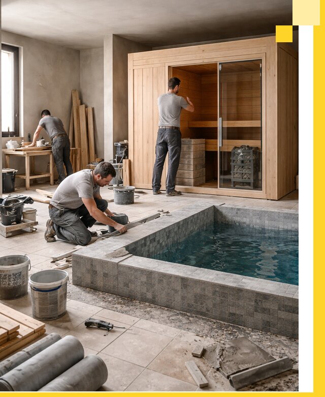 SPA зоны под ключ с бассейном сауной и печью в Копейске